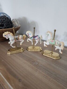 Vintage Westminster Carousel Horse Figurine Lot, 3 Decorative Collectible Horses